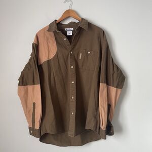 Columbia Sportswear Company Vtg Button Up Shirt Long Sleeve Green Khaki Men's XL